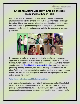Best Modeling Institute In India