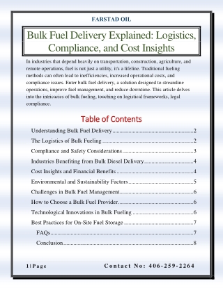 Bulk Fuel Delivery Explained: Logistics, Compliance, and Cost Insights