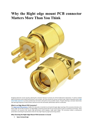 Why the Right edge mount PCB connector Matters More Than You Think