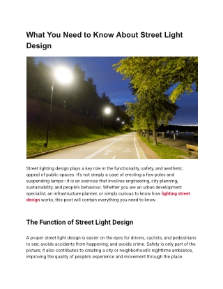 What You Need to Know About Street Light Design