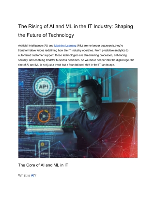 Rising of Artificial Intelligence (AI) and Machine Learning (ML) in IT