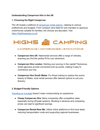 Campervan Hire in the UK