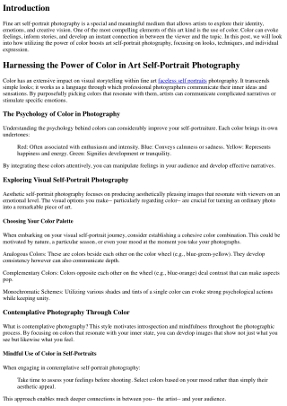 Harnessing the Power of Color in Fine Art Self-Portrait Photography
