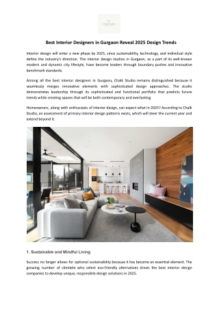 Best Interior Designers in Gurgaon Reveal 2025 Design Trends