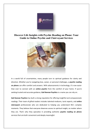 Best Psychic In Uk | Gail Keenan Psychics