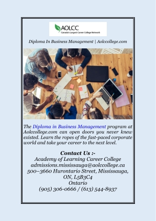 Diploma In Business Management | Aolccollege.com
