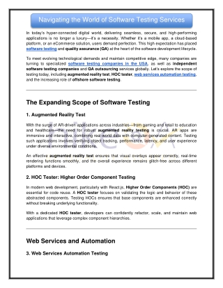 Navigating the World of Software Testing Services