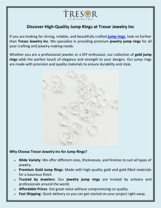 Discover High-Quality Jump Rings at Tresor Jewelry Inc
