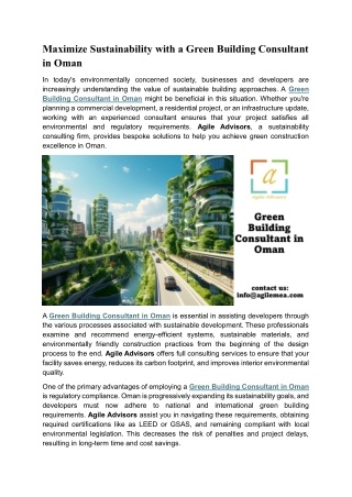 Maximize Sustainability with a Green Building Consultant in Oman