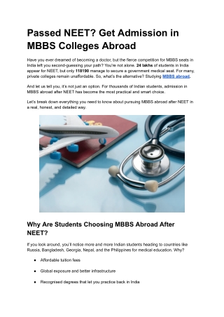 Admission in MBBS Abroad After NEET- A Complete Student’s Guide for 2025 (1)