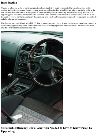 Mitsubishi Efficiency Cars: What You Need to Know Just Before Updating