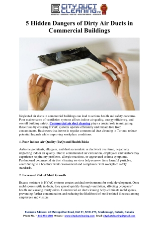 5 Hidden Dangers of Dirty Air Ducts in Commercial Buildings