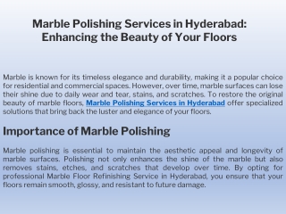 Marble Polishing Services in Hyderabad Enhancing the Beauty of Your Floors