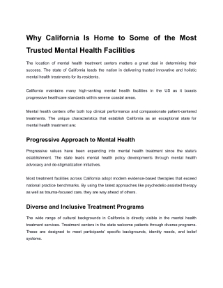 Why California Is Home to Some of the Most Trusted Mental Health Facilities