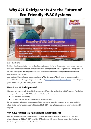 Why A2L Refrigerants Are the Future of Eco-Friendly HVAC Systems