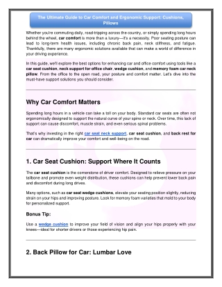 The Ultimate Guide to Car Comfort and Ergonomic Support