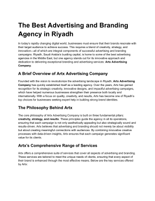 The Best Advertising and Branding Agency in Riyadh
