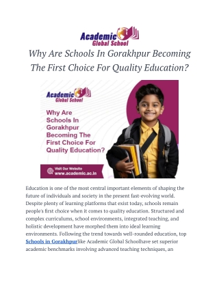 Why Are Schools In Gorakhpur Becoming The First Choice For Quality Education