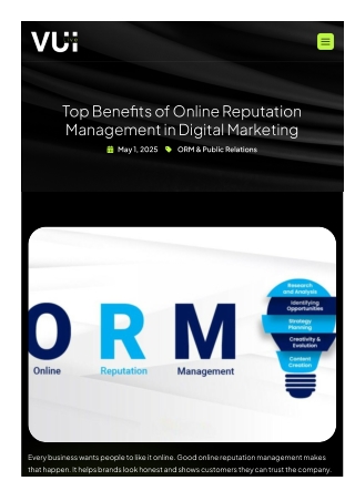 Top Benefits of Online Reputation Management in Digital Marketing