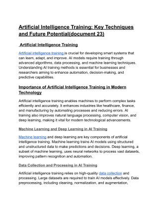 Artificial Intelligence Training_ Key Techniques and Future Potential