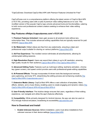 "CapCutZones: Download CapCut Mod APK with Premium Features Unlocked for Free