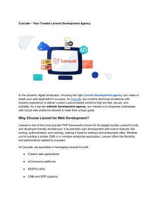 Cracode – Your Trusted Laravel Development Agency