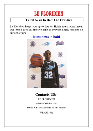 Latest News In Haiti  Le Floridien