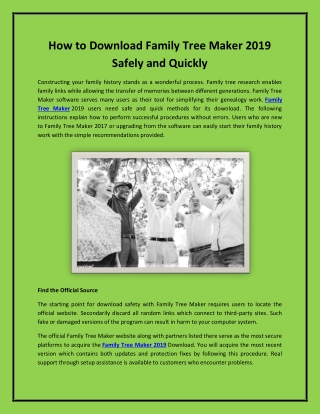 How to Download Family Tree Maker 2019 Safely and Quickly