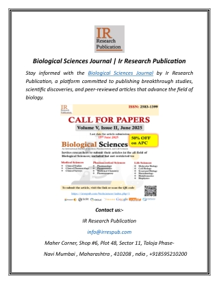 Biological Sciences Journal  Ir Research Publication