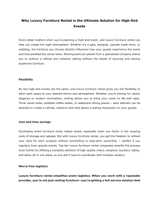 Why Luxury Furniture Rental is the Ultimate Solution for High-End Events