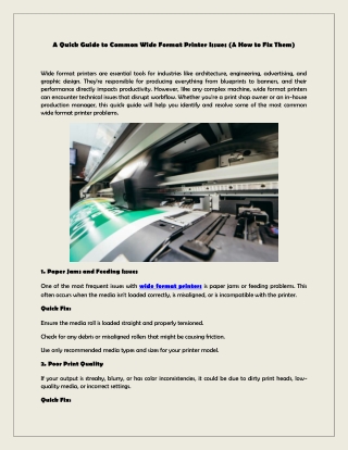 Wide Format Printer Troubleshooting Tips
