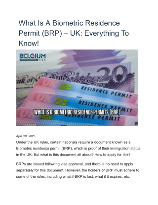 What Is A Biometric Residence Permit (BRP) – UK