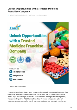 Unlock Opportunities with a Trusted Medicine Franchise Company