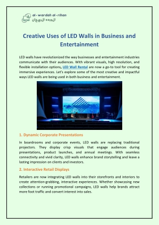 Creative Uses of LED Walls in Business and Entertainment