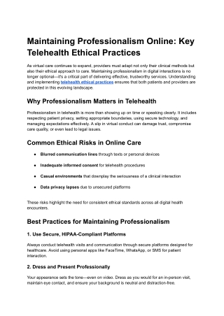 Maintaining Professionalism Online_ Key Telehealth Ethical Practices