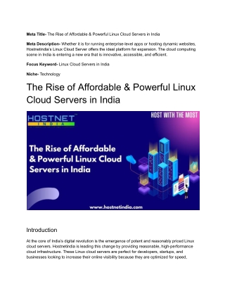 The Rise of Affordable & Powerful Linux Cloud Servers in India