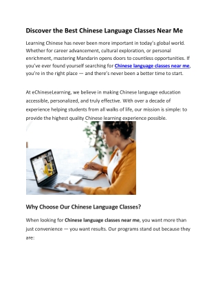 Chinese Language Classes Near Me