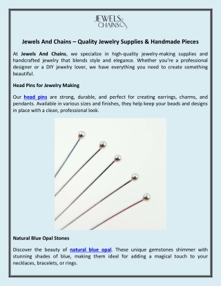 Jewels And Chains – Quality Jewelry Supplies & Handmade Pieces