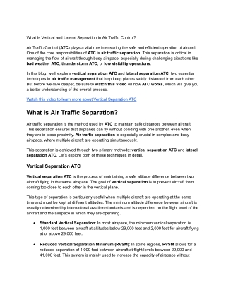 What Is Vertical and Lateral Separation in Air Traffic Control