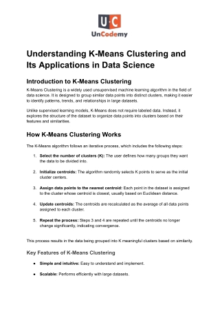 Understanding K-Means Clustering and Its Applications in Data Science