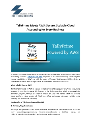 TallyPrime Meets AWS Secure Scalable Cloud Accounting for Every Business - Ezeetech Solutions