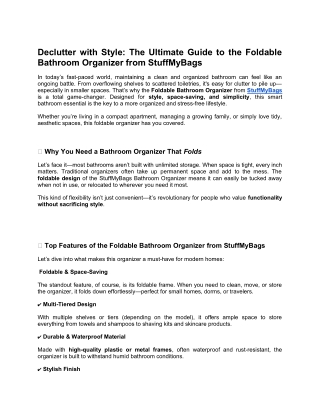 Declutter with Style_ The Ultimate Guide to the Foldable Bathroom Organizer from StuffMyBags
