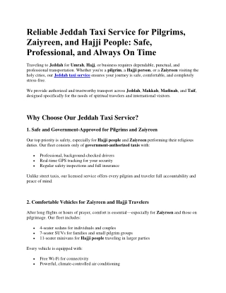 Jeddah Taxi Services