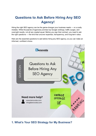 Questions to Ask Before Hiring Any SEO Agency!