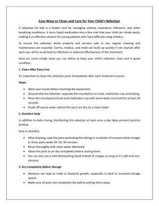 Easy Ways to Clean and Care for Your Child’s Nebulizer