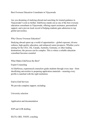 Best Overseas Education Consultants in Vijayawada