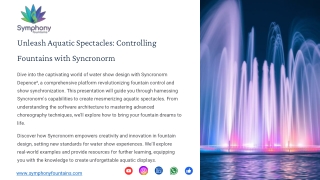 Unleash Aquatic Spectacles Controlling Fountains with Syncronorm.