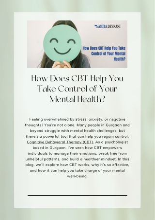 How Does CBT Help You Take Control of Your Mental Health?