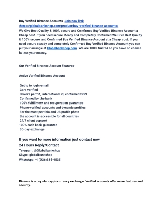 Best 11 Place To Buy, Verified Binance Accounts