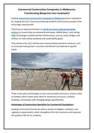 Commercial Construction Companies in Melbourne Transforming Blueprints into Landmarks!